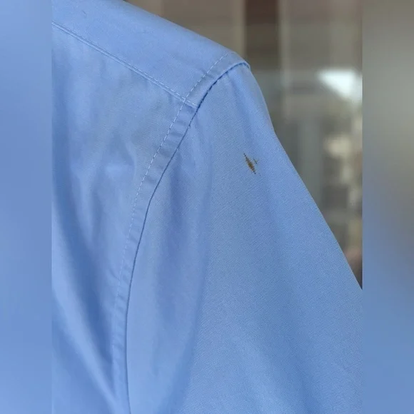 Lands’ End Mens Size 16 Solid Blue Long Sleeve Button Down Casual Collared Shirt - Picture 8 of 9